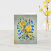 Rose der Karte und Blauer Glocken (Gelbe Blume)