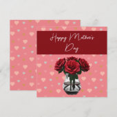 Rose der Mutter mit Blumenstrauß und Rot Dankeskarte (Vorne/Hinten)