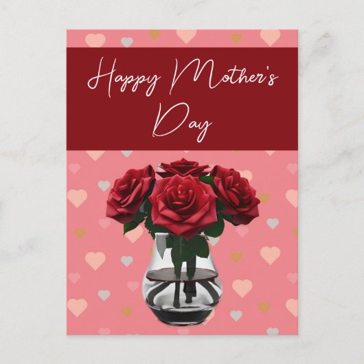 Rose der Mutter mit Blumenstrauß und Rot Postkarte (Vorderseite)