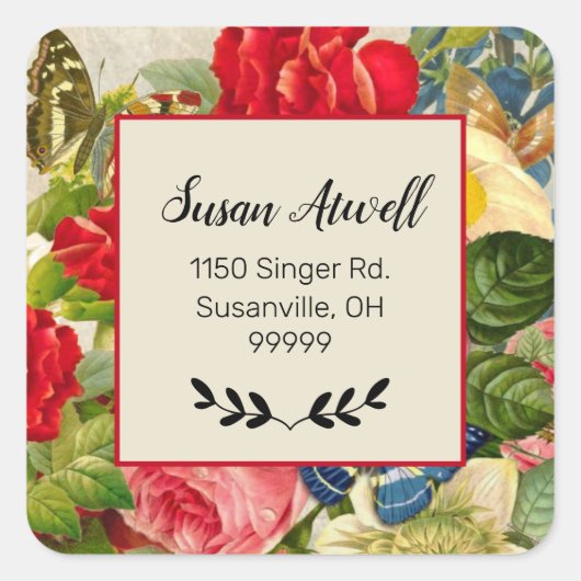 Rose der Muttergartennelen - Rede Quadratischer Aufkleber (Vorderseite)