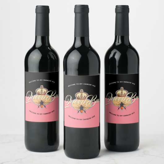 Rose der Queen Bee Weinetikett (Flaschen)
