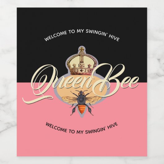 Rose der Queen Bee Weinetikett (Einzelnes Label)