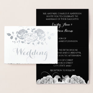 Rose der Silberfolie Typografie Einladungen
