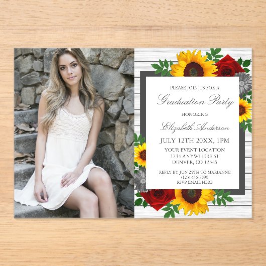 Rose der Sonnenblumen Acryleinladungen (Vorderseite)