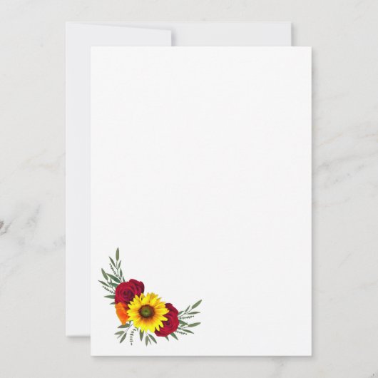 Rose der Sonnenblumen Einladung (Rückseite)