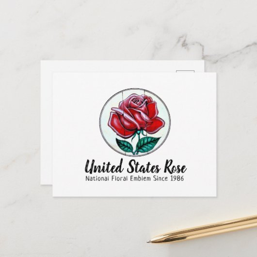Rose der Staaten Postkarte (Vorderseite/Rückseite Beispiel)