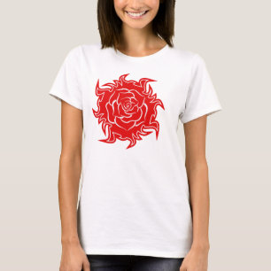 Rose der Stämme in Rot und Weiß oben T-Shirt