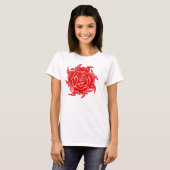 Rose der Stämme in Rot und Weiß oben T-Shirt (Vorne ganz)