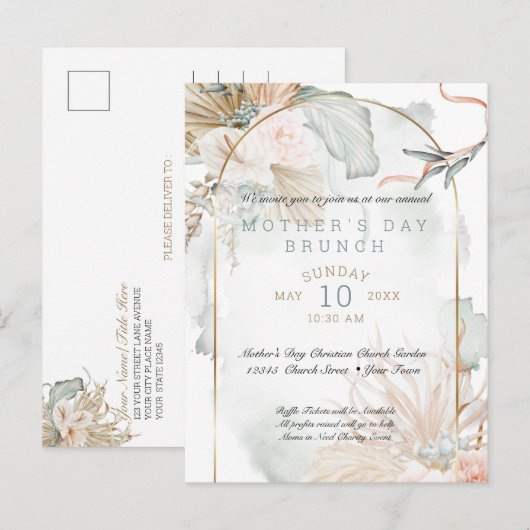 Rose der tropischen Korallen Einladungspostkarte (Vorne/Hinten)