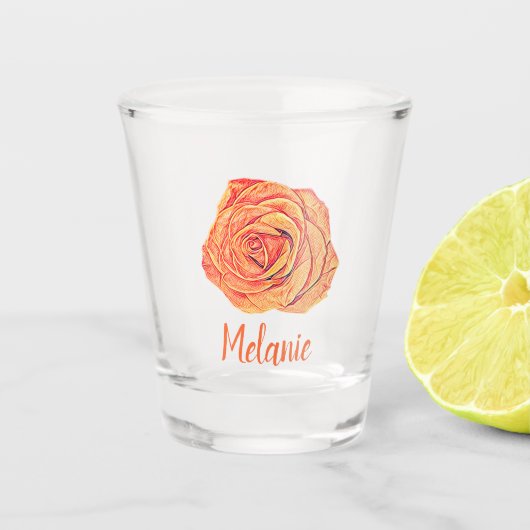 Rose der tropischen Mandarine Schnapsglas (Vorderseite)