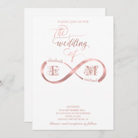 Rose der Unendlichkeit Einladung (Vorne/Hinten)