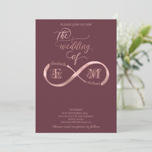 Rose der Unendlichkeit Einladung (Stehend Vorderseite)