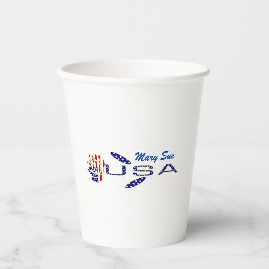 ROSE der USA-Flagge auf ihrem Personalisierten Par Pappbecher (Vorderseite)
