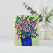 Rose der Vase Postkarte (Stehend Vorderseite)