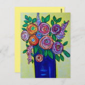 Rose der Vase Postkarte (Vorne/Hinten)