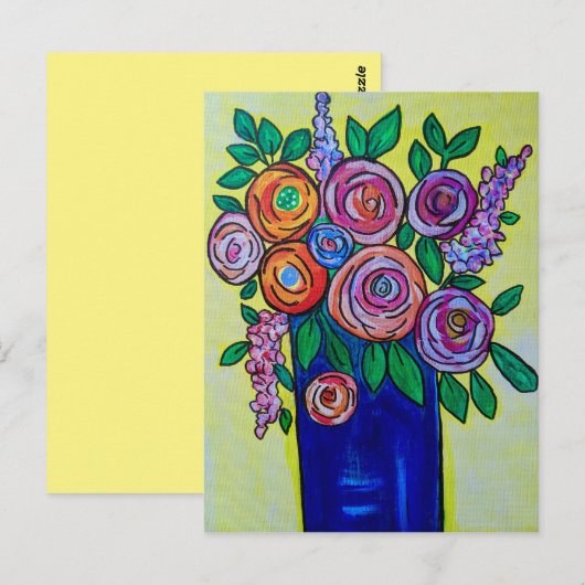 Rose der Vase Postkarte (Vorne/Hinten)