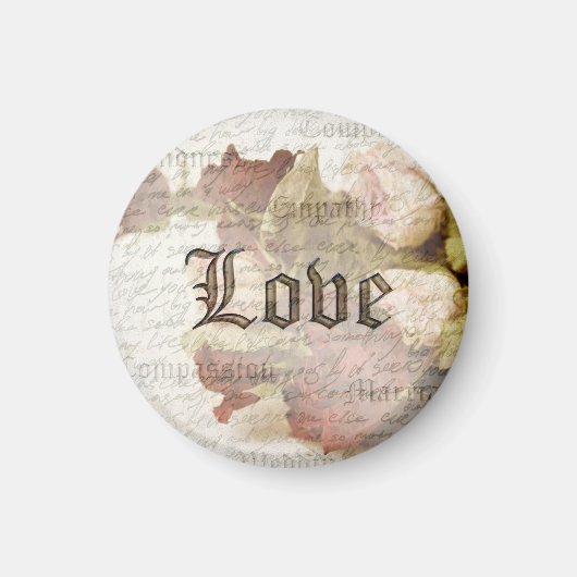 Rose der Vintagen Liebe Kunsthandwerk Magnet (Vorne)