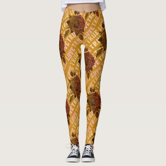 Rose der wahren Liebe Romantische Valentinstag Leggings (Vorderseite)