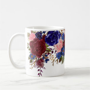 Rose der Wasserfarbe Burgund Marine Blume Hübsch Kaffeetasse