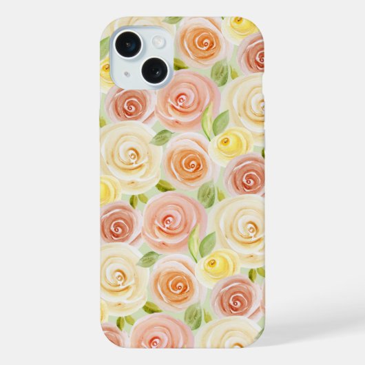 Rose der Wasserfarbe Gemustert iPhone Hülle (Rückseite)