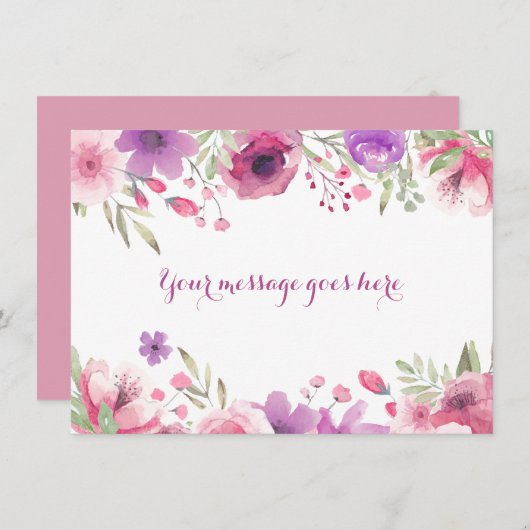 Rose der Wasserfarbe Ihre Nachricht Dankeskarte (Vorne/Hinten)