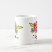 Rose der Wasserfarbe mit Individuelle Name Kaffeetasse (Mittel)