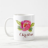Rose der Wasserfarbe mit Individuelle Name Kaffeetasse (Links)