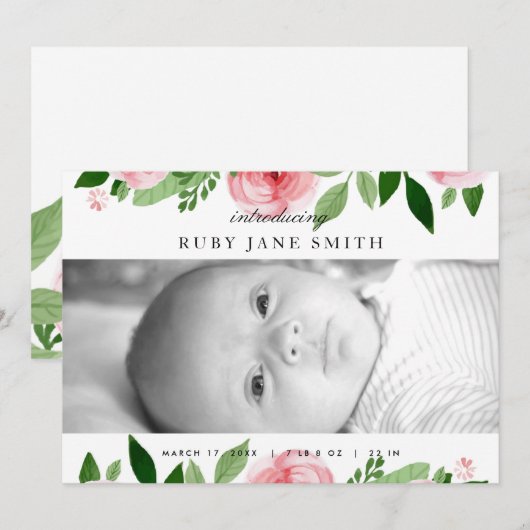 Rose der Wasserfarben Ankündigung (Vorne/Hinten)