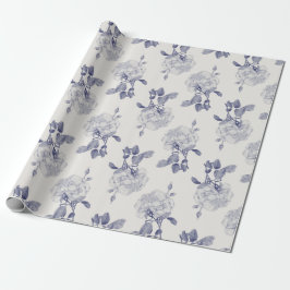 Rose der Wasserfarben Navy & Taupe Geschenkpapier