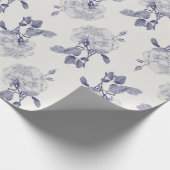 Rose der Wasserfarben Navy & Taupe Geschenkpapier (Ecke)
