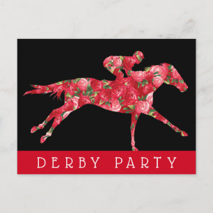Rose Derby Race Party Black Postkarte