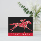Rose Derby Race Party Black Postkarte (Stehend Vorderseite)
