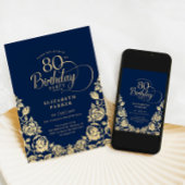 Rose des 80. Geburtstags Einladung