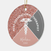 Rose des Arbeitstherapeuten Gold - Kundenname Keramik Ornament (Links)