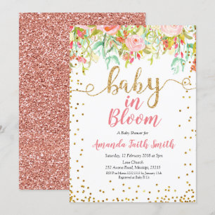 Rose des Babys mit Blume Einladung