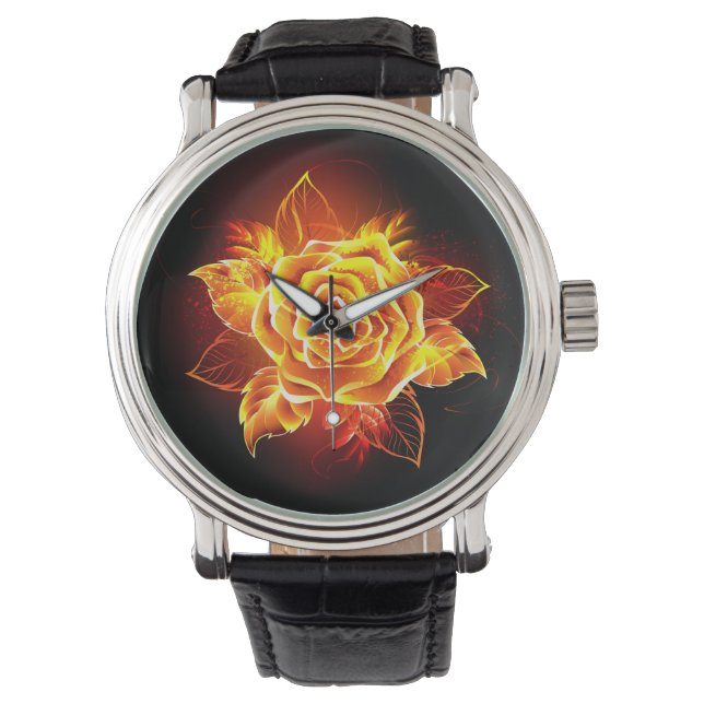 Rose des blühenden Feuers Armbanduhr (Vorderseite)