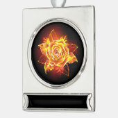 Rose des blühenden Feuers Banner-Ornament Silber (Links)