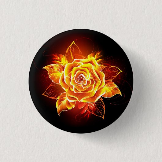 Rose des blühenden Feuers Button (Vorderseite)