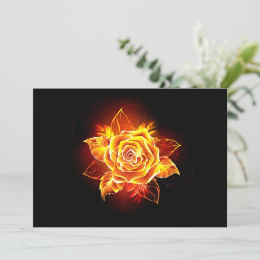 Rose des blühenden Feuers Dankeskarte (Stehend Vorderseite)