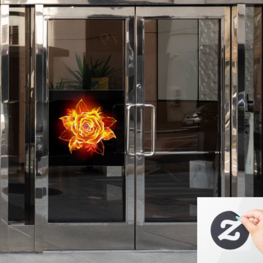Rose des blühenden Feuers Fensteraufkleber (Büro Tür)