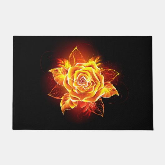 Rose des blühenden Feuers Fußmatte (Vorderseite)