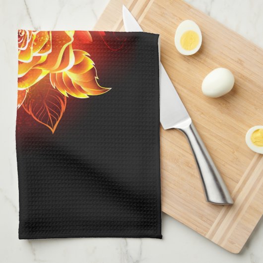 Rose des blühenden Feuers Geschirrtuch (Viertel Falte)