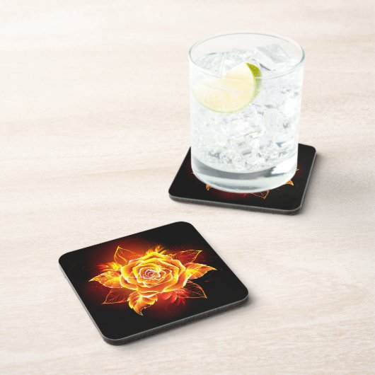 Rose des blühenden Feuers Getränkeuntersetzer (Rechte Seite)