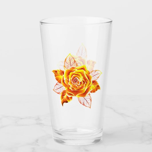 Rose des blühenden Feuers Glas (Vorderseite)