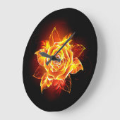 Rose des blühenden Feuers Große Wanduhr (Winkel)