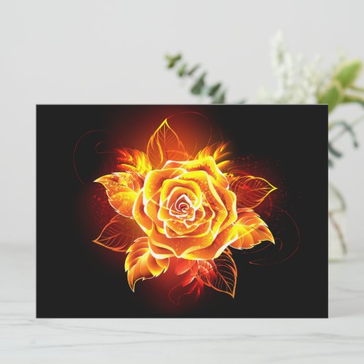 Rose des blühenden Feuers Hinweiskarte (Stehend Vorderseite)