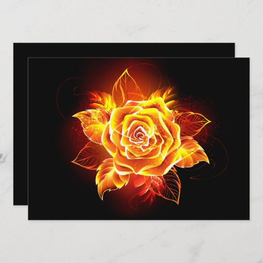 Rose des blühenden Feuers Hinweiskarte (Vorne/Hinten)