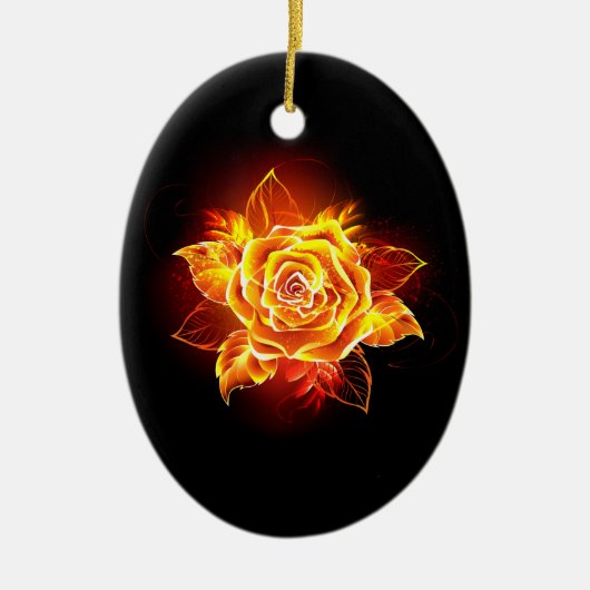 Rose des blühenden Feuers Keramik Ornament (Vorne)
