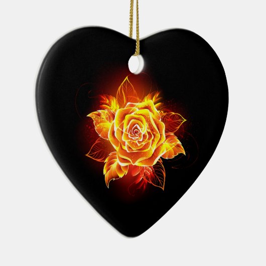 Rose des blühenden Feuers Keramik Ornament (Rechts)