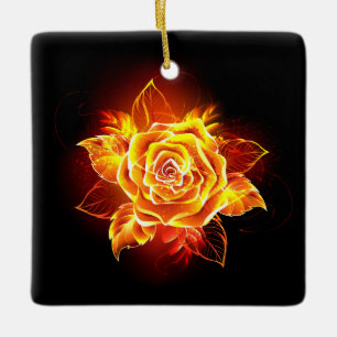 Rose des blühenden Feuers Keramikornament